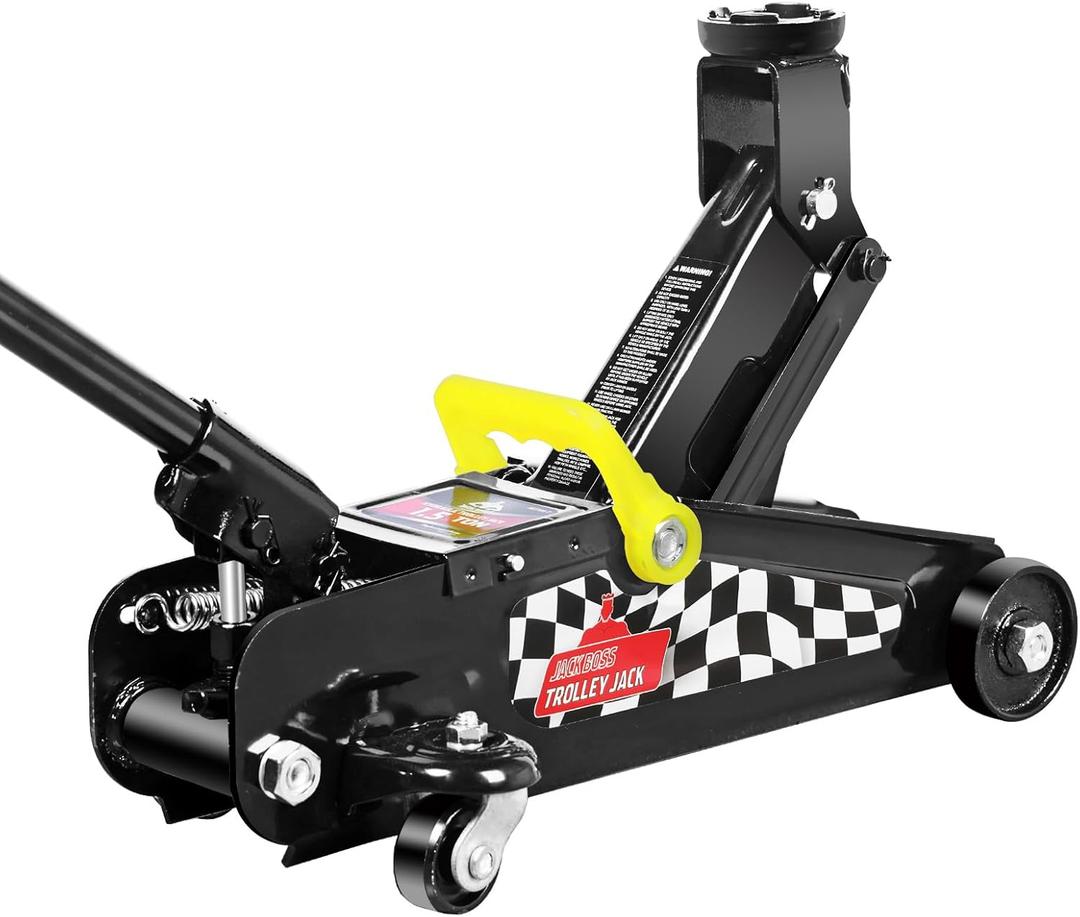 Jack Boss Floor Jack 1.5 Ton (3,000 LBs) Hydraulic Car Jack, Lifting Range from 5.1 Inch to 12.6 Inch, Fits Sedans Automotive Black