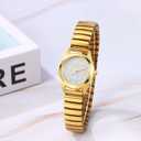 JewelryWe Women's Big Dial Easy Reader Watch Gold/Silver Tone Elastic Stretch Band Wristwatch for Christmas