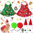 Frienda 4 Pieces Christmas Guinea Pig Clothes with Santa Hat Rabbit Clothes Costume Guinea Pig Costume Christmas Small Animal Outfits for Rabbit Hamster Ferret Bunny Chinchilla