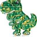 Dinosaur Push Pop Bubble Fidget Sensory Toy Silicone Large T-Rex with Printed Eye, Stress Reducer Anxiety Reliever Bubble Popper Board Fidget Squeeze Toy for Kids & Adults