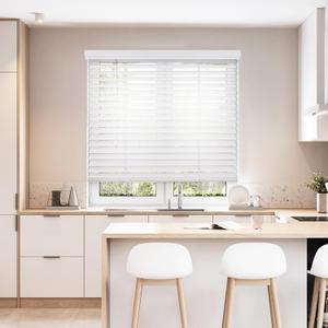 DEZ FURNISHINGS Cordless 2" Smooth Faux Wood Blind, 24" W x 48" H, Smooth White
