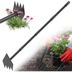 Luvenia 2-in-1 Hoe Garden Tool and Weed Puller Tool, 60 Inch Long Handle Garden Hoe Heavy Duty, Stainless Steel Triangle Hoe for Gardening Planting, Weeding, Digging, Loosening Soil, Sharp Edge