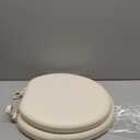 Mayfair Padded Toilet Seat, Cushioned Soft Vinyl over Wood Core Seat, Secure Hinges, Easy Clean, Made in USA, Round, Bone