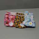 Pet Soft Female Dog Diapers, 3 Pack Washable Dog Diapers for Dogs in Heat, Reusable Dogs Period Panties, Puppy Diapers Female (Flower, L) (Large:19''-25'')