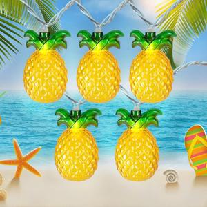8.5Ft Pineapple String Lights, Fairy String Lights with 10 Fanny Pineapple Lights for Patio Home Wedding Party Bedroom Birthday Hawaiian Tropical Tiki Decoration