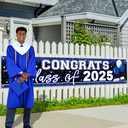 2025 Graduation Yard Sign Large Congrats Grad Banner Blue Class of 2025 Banner for Graduation Party Decorations 2025 (Blue)