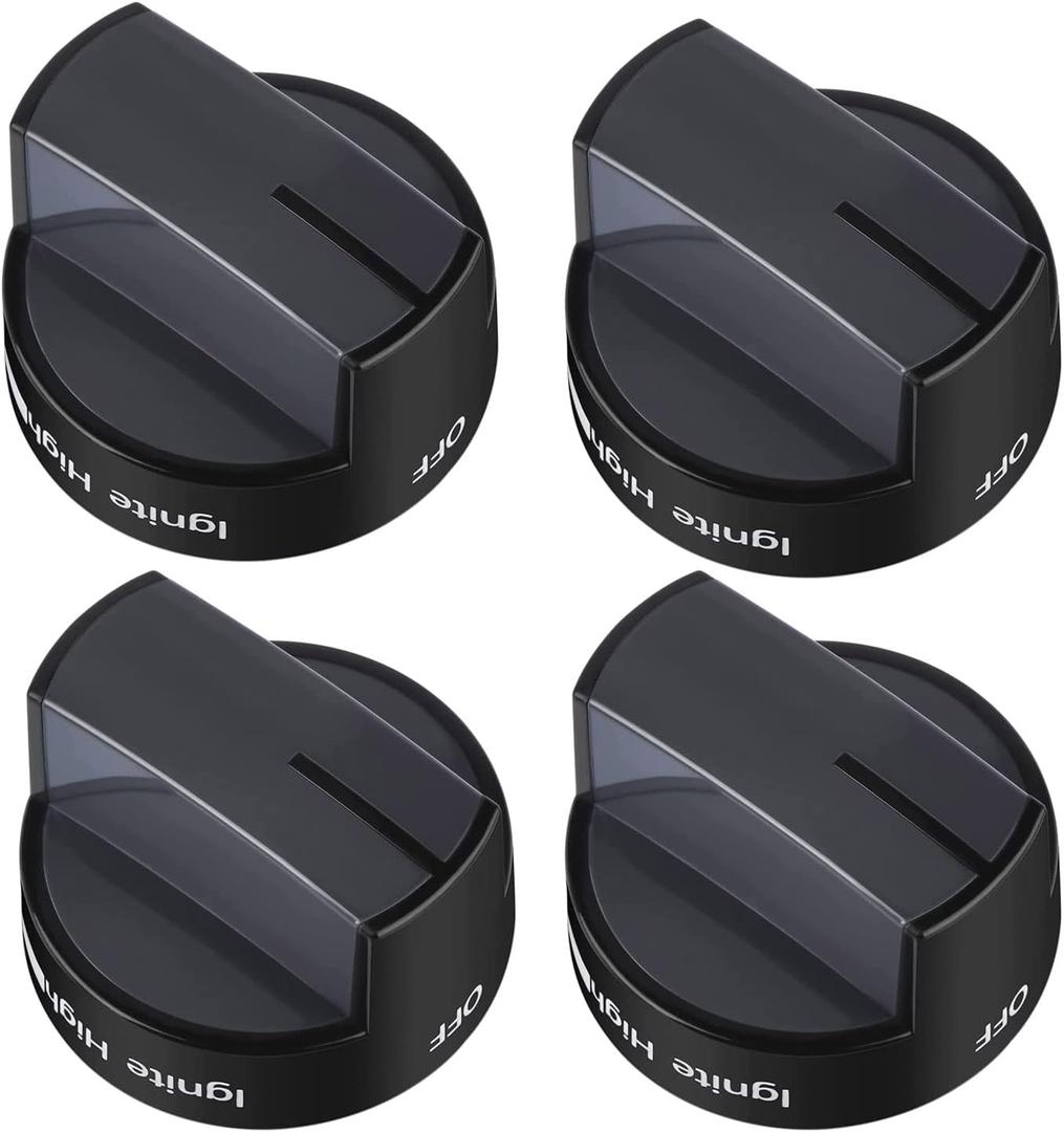 W10339442 Whirlpool Stove Knobs Cooktop Surface Burner Control Knobs Black Compatible with Whirlpool Gas Range/Stove/Oven - Replaces: W10339442, WPW10339442VP, 2311008, AP6019877 (4 Pack)