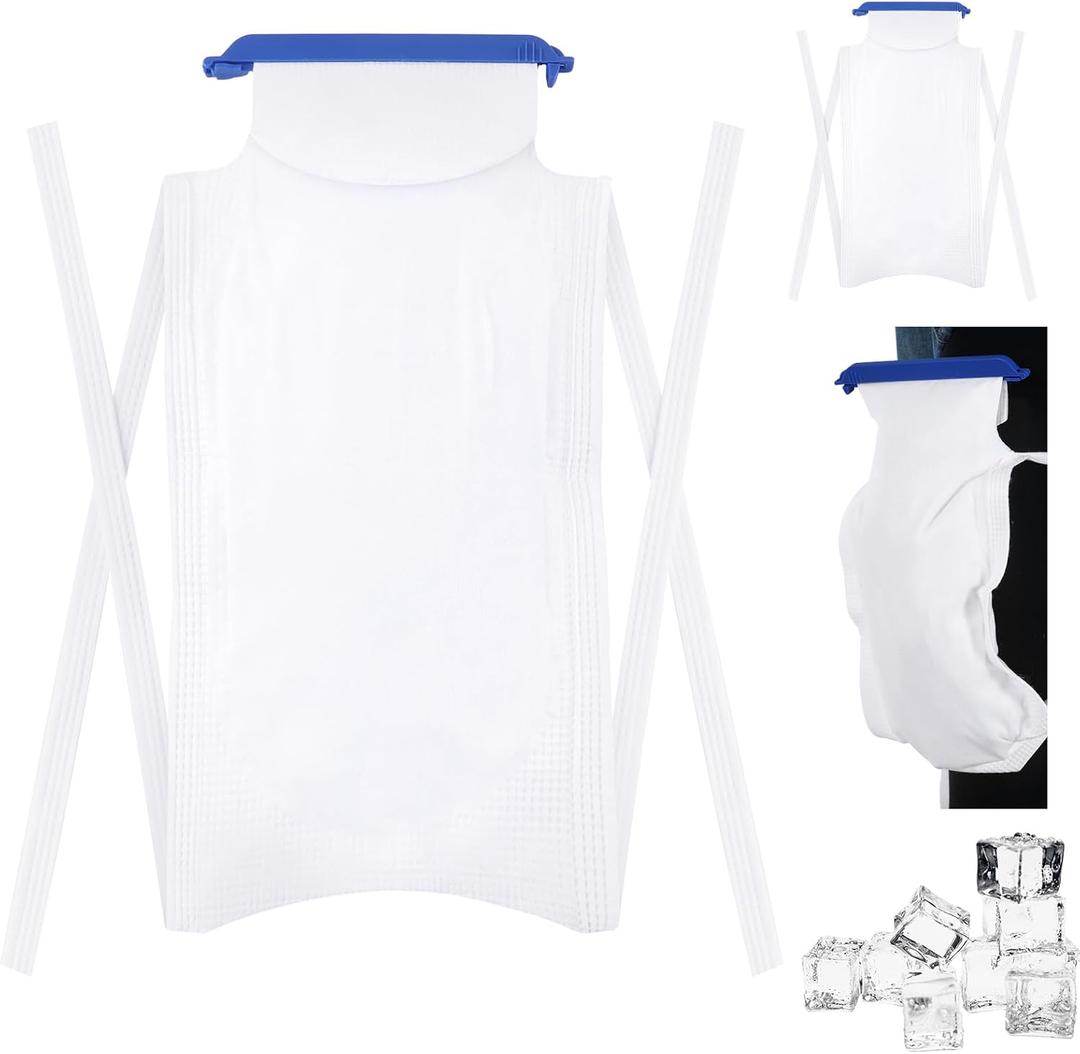 Syhood 6 Pcs Disposable Large Ice Packs for Injuries 7 x 14 Inch Reusable Refillable Ice Bags with Clamp Closure with Soft Outer Covering and Leak Resistant Inner Layer for Pain Relief