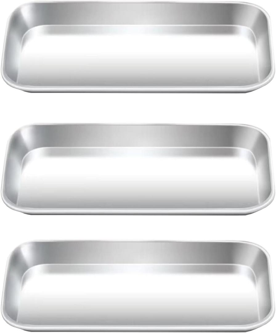 Yzurbu 3pcs Metal Tray, Stainless Steel Tray for Tattoo Supplies, Resin, Bathroom, Lab Instrument
