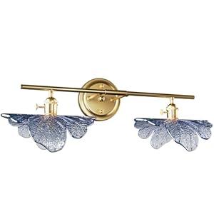 Clfuture 2 Light Vintage Wall Sconces with Glass Shades,Vanity Light,Bathroom Light,Wall Lighting Fixture for Mirror,Home Decor Art Wall Light (2-Lights)