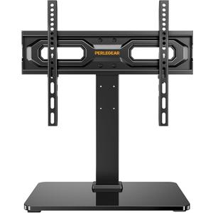 Perlegear Tabletop TV Stand, Universal TV Stand for 2360 Inch LCD/LED/OLED TVs, Height-Adjustable TV Mount Stand with Tempered Glass Base & Cable Management, VESA 400x400mm, PGTVS02