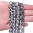 2mm 180pcs Natural Silver Hematite Stone Beads, Songxi Small Faceted Round Loose Gemstone Beads for Jewelry Making, DIY Art and Craft, Bracelet Beads for Necklace (1 Strand)