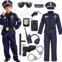 Spooktacular Creations Halloween Police Costume for Kids, Dark Blue Police Officer Costume for Boys, Toddler Cosplay RolePlay Themed Party (Small (5-7 Years)