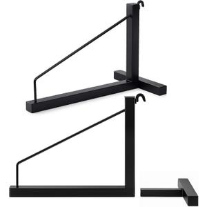 LEIFIDE 2 Pack Shipping Container Shelving Bracket 16"x18" 1 Tier Shipping Container Shelving with Hooks, Black Powder Coated Steel for Heavy Duty Trailer Containers Easy to Assemble Remove