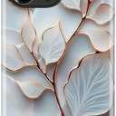 LUMARKE for iPhone 14 Pro Max Case Cute - Wireless Charging Compatible - Dual-Layer Soft Silicone + Hard Shell - Trendy Floral Design - Glossy Phone Cover for Women - Elegant Leaf Veins