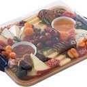 FARBERWARE Build-A-Board Bamboo Cutting Board with Built-in Compartments, Clear Locking Lid & Navy Handles, Ideal for Charcuterie, Snacks & Prep 15.16"L x 11.42"W x 2.95"Th