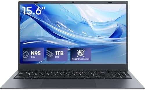 INHONLAP Laptop Computer, 1TB SSD, 12GB RAM Laptops, Quad Core N95 Processor, 15.6" FHD IPS Display, Laptop Support Fingerprint, WiFi 5, BT 5.0, USB-C, HDMI, Black