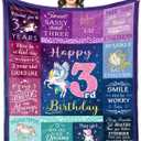 Solzien 3 Year Old Girl Birthday Gifts Blanket 50"x40", Gifts for 3 Year Old Girl/Daughter/Granddaughter/Niece, 3rd Birthday Decorations