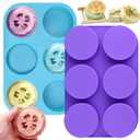 Moukiween Big Round Silicone Soap Molds, 3 Inch Cylinder Silicone Mold for Loofah Soap Making, Shower Steamer, Bath Bombs, Lotion Bars (Set of 2) (Blue,Purple)