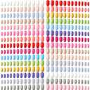 720 Pieces 30 Sets Medium Square False Nails Artificial Fake Nails Ballerina Coffin Press on Nails Solid Color Glossy Fake Nails Full Cover False Nails Tips for Women Girls DIY (Bright Colors)
