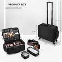 Rolling Makeup Case Cosmetology Case on Wheels Extra Large Cosmetic Artist Bag Portable TravelCase for Hairstylists Nail Tech Traveling Professional Make Up Train Suitcase Carts Trolley, Black