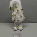 CroBlissful Christmas White Lighted Furry Bendable Tree Standing Gnomes Table Centerpiece, Cute Plush Xmas Gnome Trees Elf Tabletop Decor with Gold Balls for Christmas Winter Tabletop Home Decoration