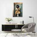 Bathroom Decor Wall Art Funny Black Poodle Dog in Toilet Reading Newspaper Canvas Print Poster pictures Pet Lover Gift Home Decor Dog Theme Room Aesthetics Humorous 12x18inch Unframed