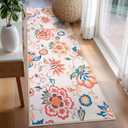 Beeiva Floral 2x6 Runner Rug Non Slip Washable, Paisley Washable Kitchen Rugs with Low Pile, Ultra Thin Carpet for Hallway Runner Laundry Bathroom (Beige,2'x6')
