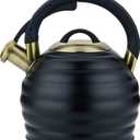 Tea Kettle for Stove Top Whistling Teapot, 3.2Q Tea Pot Stainless Steel Teakettle with Heat Proof Ergonomic Handle (Black)