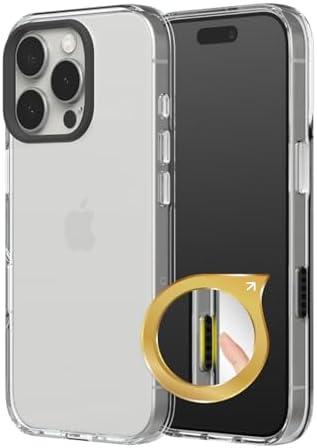 RhinoShield Clear Case with Camera Control Capture Button Compatible with [iPhone 16 Pro Max] | Advanced Yellowing Resistance, High Transparency, Protective Phone Case - Black Camera Ring