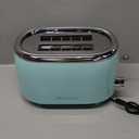 MELLERHOME Retro Toaster 2 Slice, 7 Browning Levels, 3 Functions (Reheat, Defrost, Cancel), Removable Crumb Tray, Under Base Cord Storage, Turquoise