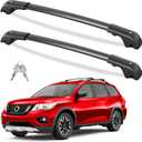 Tuyoung Roof Rack Cross Bars Compatible with Nissan Pathfinder 2013-2021 & Pathfinder Hybrid 2014 with Raised Side Rails, 220lbs Lockable Heavy Duty Aluminum Roof Rails Crossbars Rooftop Cargo Bars