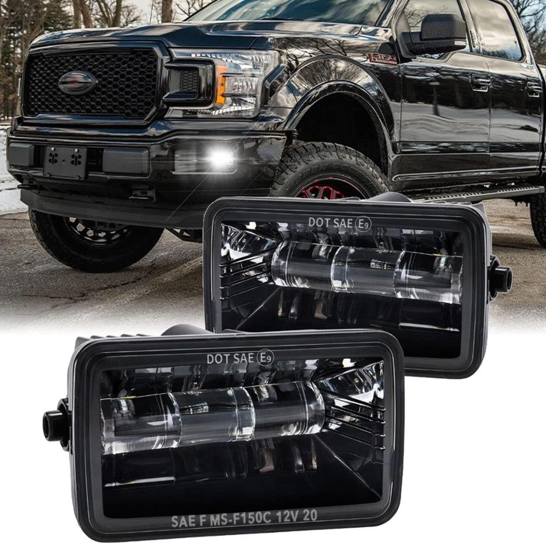 Z-OFFROAD DOT Approved LED Fog Lights for Ford F150 2015-2020, Waterproof Rectangular Bumper Driving Lamp Set Assembly Kit - Black