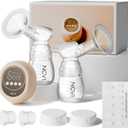 NCVI 8128 Electric Double Breast Pump Breastfeeding with 4 Modes 9 Levels, Rechargeable Pump Machine Strong Suction for Bigger Breast with 21/24mm Flanges Parts, Anti-Backflow Non-Spill and Low Noise