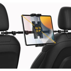 Car Headrest Tablet Holder, Car Back Seat iPad Mount Kids [Stretchable & Ultra-Stable] Between Seats Tablet Stand for Switch, iPad Pro Air Mini, Lenovo, iPhone, 4-13" Tablets & Phones (Black)