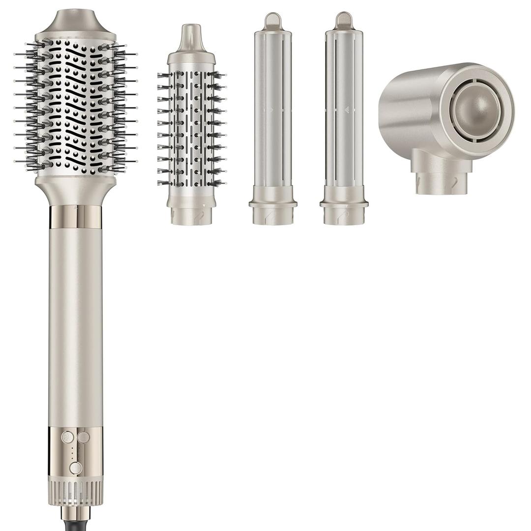 Upgraded 5-in-1 Hot Air Styler  Hair Dryer & Versatile Air Styler with Auto Wrap Curlers, Volumizing Brushes, Frizz-Free Hair Styler Tool for Curling, Smoothing & Adding Volume, No Heat Damage (Champagne)