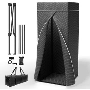 Portable Recording Booth for Home Studio, Foldable Sound Isolation Vocal Shield with Floor Stand, High-Density Acoustic Blanket Enclosure for Singing, Voiceover & Podcast, Includes Phone Holder (78 x 31 x 31)