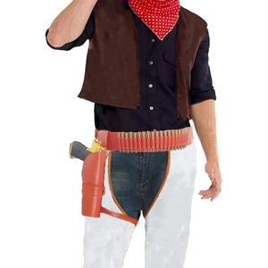 Western Cowboy Belt and Holster Set, PU Leather, Adjustable, Costume Accessory