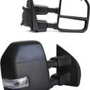 BOOLEE Towing Mirrors fit for 2017 2018 2019 2020 Ford F250 F350 F450 F550 Super Duty Turn Signal Light Temperature Sensor Heated Power Auxiliary Light Black Housing