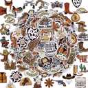 Thiccywoov 80 Pcs Country Western Cowboy Iron on Patches Embroidered Brown Patches for Hat Vintage Sew on Applique Bulk for Clothing Jackets Backpacks Stockings DIY Accessories