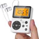 PRUNUS Pocket AM FM Radio Portable with Stereo Earphone, Battery Operated Radio by 2 AAA, Manual Preset, Large Screen, Lock Key Walkman Radio, Sleep Timer, Mini Radio, Digital Radio J-159(No Speaker)