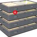 90L Under Bed Storage Containers,4-Pack Closet Organizers and Storage Bins,for Organization and Storage Clothes, Shoes, Blankets & Pillows,Visible Transparent Top Storage Bins with Lids, Grey