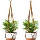 Macrame Plant Hanger - Fits 6 to 15 inches Pots for Indoor Outdoor, 43 Inch, Set of 2, Brown (POTS NOT Included)