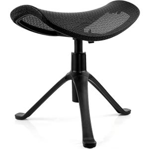 Footrest for Desk Adjustable Height 2-in-1 Function Rotatable Ergonomic Under Desk Footrest Ottoman Stool Rolling Leg Rest for Home Office (Black)