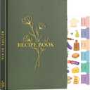 Lanpn Blank Recipe Book Cookbook to Write in Your Own Recipes, Waterproof B5 Empty Cooking Journal for 120 Recipes, Leather Cover Recipe Notebook with Stickers to Organize Your Family Recipes, Green (Large (7 x 10 inch))