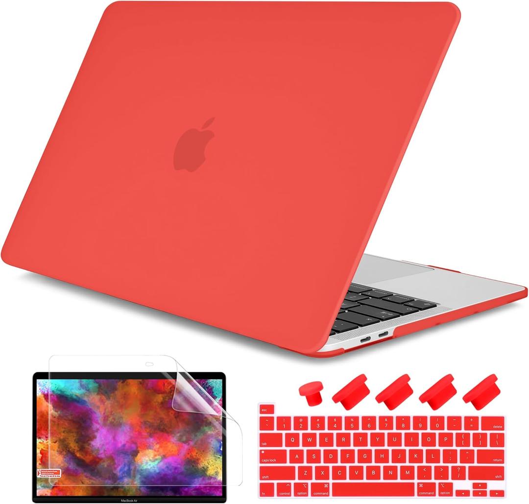 DONGKE for MacBook Pro 13 inch Case 2023 2022 2021 2020 Release Model: A2338 M2/M1 A2289 A2251 with Touch Bar & Touch ID, Frosted Matte Plastic Hard Shell Case & Keyboard Cover, Red