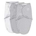 SwaddleMe by Ingenuity Original Swaddle, 100% Cotton, Improves Sleep & Calms Startle Reflex, 0-3 Months, 1.0 TOG, 3-Pack, Baby Swaddle Blanket - Criss Cross (Polk Dot 3pk)