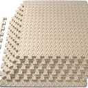 ProsourceFit Exercise Puzzle Mat -inch, EVA Interlocking Foam Floor Tiles for Home Gym, Workout Equipment, Kids Play Areas, Cream, 24 Sq Ft - 6 Tiles
