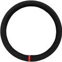 14.5 Inches Steering Wheel Cover Black Suede w/Red Stripe/Stitching