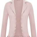 GRACE KARIN Women 3/4 Sleeve Cropped Blazer Lightweight Open Front Cotton Cardigan Jacket for Business Casual Work (X-Large)